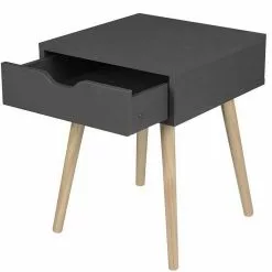 EUGAD Nachttisch, Beistelltisch mit Schublade Nachtkommode, Holzbeine MDF, Grau Wei&szlig; -Eugad Möbel Einkaufen 883f90f0 5fd9 5538 b625 e38d145c521c