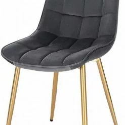 EUGAD Esszimmerstuhl, 4er-Set Küchenstühle Wohnzimmerstuhl mit Rückenlehne, Samt Sitzfläche, Gold Beine Grau Dunkelgr&uuml;n, Rosa, Schwarz -Eugad Möbel Einkaufen 88537477 d934 5411 a069 901c9df26f40