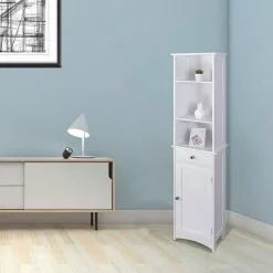 EUGAD Hochschrank Badschrank Eckschrank, Breite/Höhe: 23/165 cm, Holz, mit 1 Schubkasten -Eugad Möbel Einkaufen 88607d78 4992 5c7b ac25 d61de1277757