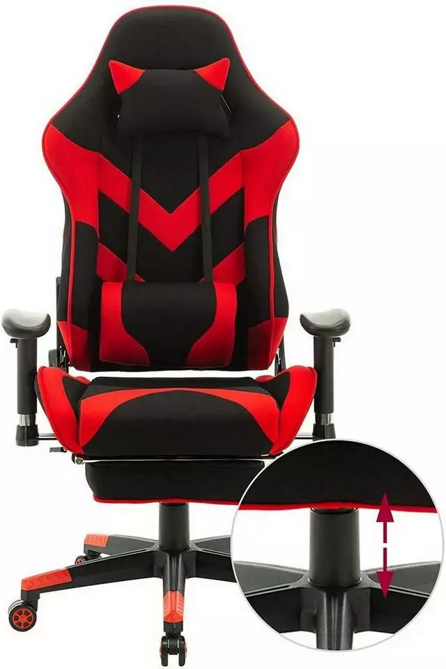 EUGAD Gaming Chair, Bürostuhl, Gaming Stuhl, Stoffbezug Rot Grau, Schwarz 5 EUGAD Gaming Chair, Bürostuhl, Gaming Stuhl, Stoffbezug Rot Grau, Schwarz – Bild 5