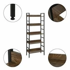 EUGAD Bücherregal, 1-tlg., Standregal, Küchenregal, 5 offenen Regalebenen, MDF, Metall, Schwarz Marmor Golden-Wei&szlig;er Marmor, Vintage -Eugad Möbel Einkaufen 896a0249 9861 440e a14f 80feca154b44