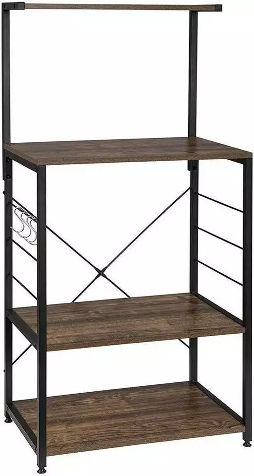 EUGAD Küchenregal, Standregal Bäckerregal mit 4 S-Haken, Industrie-Design, Vintage 1 EUGAD Küchenregal, Standregal Bäckerregal mit 4 S-Haken, Industrie-Design, Vintage