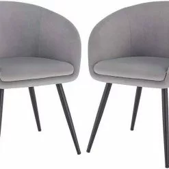 EUGAD Esszimmerstuhl, 2er-Set mit Armlehne, Retro Design, Samt, Metall Schwarz Dunkelgrau, Hellgrau -Eugad Möbel Einkaufen 8af8cfe6 7198 58fd a222 d4dfbf607236