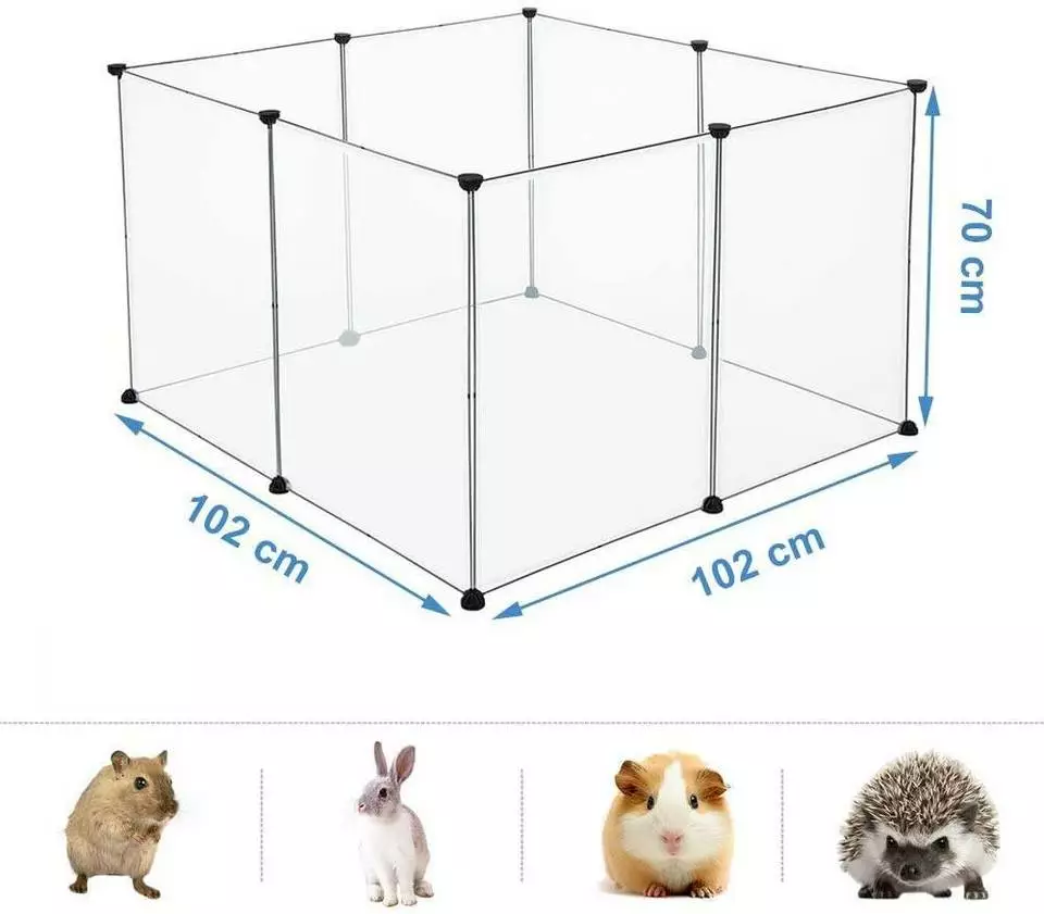 EUGAD Freigehege, Freigehege für Kaninchen Hasen Meerschweinchen Welpenauslauf DIY 8 Platten Transparent 102 x 102 x 70 cm 3 EUGAD Freigehege, Freigehege für Kaninchen Hasen Meerschweinchen Welpenauslauf DIY 8 Platten Transparent 102 x 102 x 70 cm – Bild 3