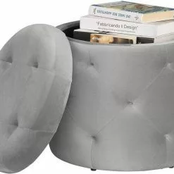 EUGAD Sitzhocker, Sitztruhe mit Stauraum, Sitz rund mit Deckel, Samt, ca.27L, Rosa Dunkelgrau, Hellgrau -Eugad Möbel Einkaufen 8dd41815 3c29 53e4 87cf 94b74ee5ebfd