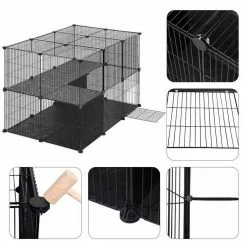 EUGAD Freigehege, Freigehege Kaninchen mit Stauraum Hasen Meerschweinchen Welpenauslauf Laufgitter mit Tür&Treppe DIY Schwarz 38 Platten (35x35cm/Platte) 105 x 70 x 70 cm -Eugad Möbel Einkaufen 8ddaa417 b4d1 58a7 a068 af49c5f8a69d