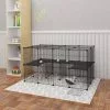 EUGAD Freigehege, Freigehege Kaninchen mit Stauraum Hasen Meerschweinchen Welpenauslauf Laufgitter mit Tür&Treppe DIY Schwarz 41 Platten (35x35cm/Platte) 105 x 70 x 70 cm