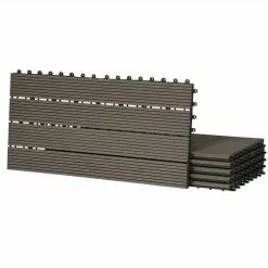 EUGAD WPC-Fliesen, WPC Fliesen Klickfliesen in Holzoptik 12 Stücke für 2m² Coffee Anthrazit, Grau, Hellgrau, Braun