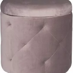 EUGAD Sitzhocker, Sitztruhe mit Stauraum, Sitz rund mit Deckel, Samt, ca.27L, Rosa Dunkelgrau, Hellgrau
