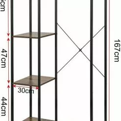 EUGAD Kleiderständer, Garderobenständer Hängeregal mit Schuhregal Holz Metall Schwarz-Hell Eiche Schwarz-Vintage, Weiß-Eiche -Eugad Möbel Einkaufen 917544e4 c8a6 58a1 ace9 908d516435ff
