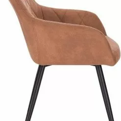 EUGAD Esszimmerstuhl (1 Stück), Wohnzimmerstuhl aus Stoff, Polsterstuhl mit Armlehnen und Rückenlehne, Gestell aus Metall Anthrazit, Braun, Grau -Eugad Möbel Einkaufen 91c7a96c 8d2a 5824 98bd 16703423e7a1