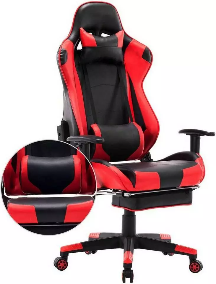EUGAD Gaming Chair, Bürostuhl Schreibtischstuhl, Kunstleder, mit Ledenkissen Kopfstütze einstellbaren Armlehnen Weiß Grau, Rot, Weiß 20 EUGAD Gaming Chair, Bürostuhl Schreibtischstuhl, Kunstleder, mit Ledenkissen Kopfstütze einstellbaren Armlehnen Weiß Grau, Rot, Weiß – Bild 20
