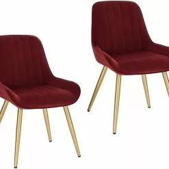 EUGAD Esszimmerstuhl (2 Stück), Küchenstuhl Wohnzimmerstuhl Sitzfläche aus Samt mit Metallbeine,Stuhl für Esszimmer Wohnzimmer Küche, Hellgrau Bordeaux, Dunkelgrau, Dunkelgrün, Rosa -Eugad Möbel Einkaufen 947bb1cb 94af 40e0 ad95 8453a8f7f995