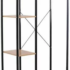 EUGAD Kleiderständer, Garderobenständer Hängeregal mit Schuhregal Holz Metall Schwarz-Hell Eiche Schwarz-Vintage, Weiß-Eiche