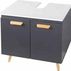 EUGAD Waschbeckenunterschrank Badschrank Unterschrank mit 2 Türe Weiß Grau, Schwarz, Wei&szlig; -Eugad Möbel Einkaufen 96be9e13 f7ef 5ae8 91f7 f1fba975d676