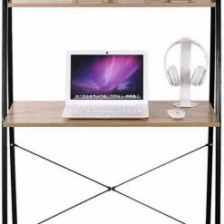 EUGAD Schreibtisch, Bürotisch Computertisch Arbeitstisch PC Tisch mit Ablage Holz Stal Holz Vintage+schwarz Hell Eiche+schwarz -Eugad Möbel Einkaufen 979b4efa b86a 5c01 9360 c9ea43f31774