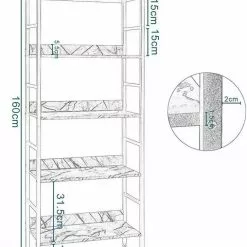 EUGAD Bücherregal, 1-tlg., Standregal, Küchenregal, 5 offenen Regalebenen, MDF, Metall, Schwarz Marmor Golden-Wei&szlig;er Marmor, Vintage -Eugad Möbel Einkaufen 982fb7de 92a7 5615 afcb 9a06ee9a2436