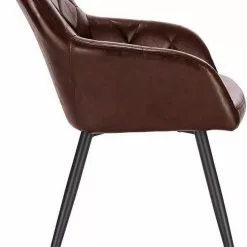 EUGAD Esszimmerstuhl, aus Kunstleder mit Armlehnen und Rückenlehne Gestell aus Metall Schwarz Braun, Dunkelbraun, Dunkelgrau -Eugad Möbel Einkaufen 98c74914 116e 52bf 98bb fa8366d2e2db