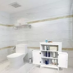 EUGAD Badkommode, Badschrank Beistellschrank, mit Doppeltür, 3 Fächern, MDF, Weiß -Eugad Möbel Einkaufen 98d36a30 7aa8 5c24 aa7a 3f534cae2816