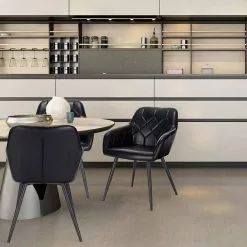 EUGAD Esszimmerstuhl, 4er-Set Esszimmerstuhl aus Kunstleder Metallbeine Dunkelbraun Schwarz -Eugad Möbel Einkaufen 99585238 a24b 56ae 9674 359ef600c00d