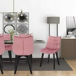 EUGAD Esszimmerstuhl (6 Stück), Wohnzimmerstuhl mit Rückenlehne, Polsterstuhl Küchenstuhl Weich Samt und Holz für ESS- und Wohnzimmer Schwarz Dunkelgrau, Dunkelgrün, Rosa -Eugad Möbel Einkaufen 99668a2a 47d4 5876 bdd0 da6e3ed4259b