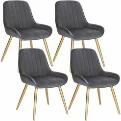 EUGAD Esszimmerstuhl, 4 Stücke Retro Küchenstuhl Sitzfläche aus Samt mit Metallbeine Dunkelgrün Bordeaux, Dunkelgrau, Dunkelgrün, Hellgrau, Rosa, Schwarz -Eugad Möbel Einkaufen 997efc01 c752 5107 b6fd 186100b6d523