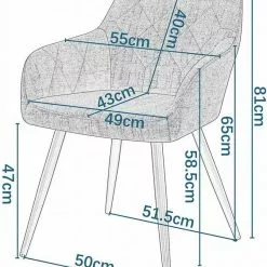 EUGAD Esszimmerstuhl (4 Stück), Wohnzimmerstuhl aus Leinen Polsterstuhl mit Armlehnen und Rückenlehne schwarze Gestell aus Metall Hellgrau Dunkelgrau -Eugad Möbel Einkaufen 9b35b692 dc15 5cd8 a928 a72717919ff5