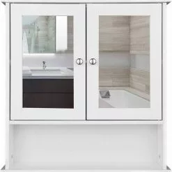 EUGAD Spiegelschrank Hängeschrank mit Ablage mit Ablage Schminkschrank aus Holz 56 x 58 x 13 cm weiß -Eugad Möbel Einkaufen 9b6a44c5 ac96 5df9 b30c 4958f5734334