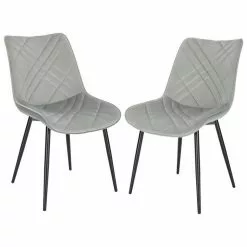 EUGAD Esszimmerstuhl (2 Stück), Küchenstuhl, Polsterstuhl Stuhl,Wohnzimmerstuhl ohne Armlehne, Metallbeine, Samt, Hellgrau Dunkelgrau, Schwarz