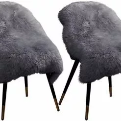 Teppich, EUGAD, 2er-Set Öko Lammfell echtes Longhair Fell XL (100-104)x65cm Grau