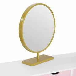 EUGAD Schminktisch (1-St), Schminktisch Frisiertisch Kommode mit Spiegel modern Kosmetiktisch mit 3 Schubladen Weiß-Rosa-Golden -Eugad Möbel Einkaufen 9c6ad117 b452 4411 96b1 2ec7579b740f