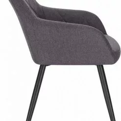 EUGAD Esszimmerstuhl (4 Stück), Wohnzimmerstuhl aus Leinen Polsterstuhl mit Armlehnen und Rückenlehne schwarze Gestell aus Metall Hellgrau Dunkelgrau -Eugad Möbel Einkaufen 9c88e8e6 c51a 541f ae4c a09e89133de8