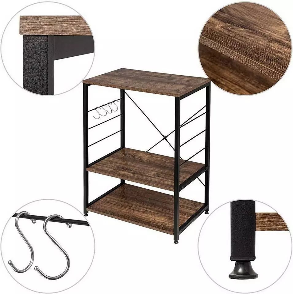 EUGAD Küchenregal, Standregal Bäckerregal, Industrie Design, MDF, Metall, Vintage 5 EUGAD Küchenregal, Standregal Bäckerregal, Industrie Design, MDF, Metall, Vintage – Bild 5