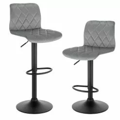 EUGAD Barhocker (2 St), Barhocker Drehstuhl Tresenhocker Barstuhl, Sitzfläche aus Samt mit Rücklehne Höhenverstellbar