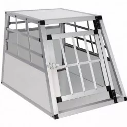 EUGAD Tiertransportbox, Hundetransportbox Alu Hundebox Reisebox Autobox für kleine/mittlere Hunde Französische Bulldogge Beagle Terriers Dackel Shiba Inu 69 x 54 x 50 cm L Schwarz, Silber -Eugad Möbel Einkaufen 9fbc859d a746 5deb 89a6 14e320c3494b
