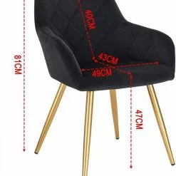 EUGAD Esszimmerstuhl (1 Stück), Wohnzimmerstuhl aus Samt Polsterstuhl mit Armlehnen und Rückenlehne, Gestell aus Metall mit goldenen Beine Dunkelgrau Schwarz -Eugad Möbel Einkaufen a0ffd862 ae3a 497f 861e f7447715b26c