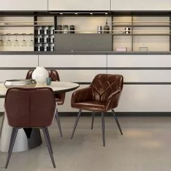 EUGAD Esszimmerstuhl, aus Kunstleder mit Armlehnen und Rückenlehne Gestell aus Metall Schwarz Braun, Dunkelbraun, Dunkelgrau -Eugad Möbel Einkaufen a24183e7 345f 5429 85bc c84ae9b4a0a1