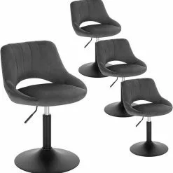 EUGAD Barhocker (4 St), Barstuhl Barsessel Sessel Loungesessel höhenverstellbar Clubsessel Cocktailsessel Drehsessel Samt Sitzhöhe 40–55 cm Schwarz Dunkelgrau, Rosa -Eugad Möbel Einkaufen a2508ce4 02c3 420d ad24 4fdacb7feeea