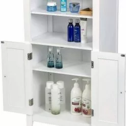 EUGAD Badkommode, Badschrank Beistellschrank, mit Doppeltür, 4 Fächern, MDF, Weiß -Eugad Möbel Einkaufen a4387eb2 3a43 50f4 b12e 1d3caea2accb