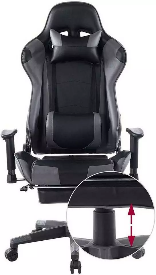 EUGAD Gaming Chair, Bürostuhl Schreibtischstuhl, Kunstleder, mit Ledenkissen Kopfstütze einstellbaren Armlehnen Weiß Grau, Rot, Weiß 11 EUGAD Gaming Chair, Bürostuhl Schreibtischstuhl, Kunstleder, mit Ledenkissen Kopfstütze einstellbaren Armlehnen Weiß Grau, Rot, Weiß – Bild 11