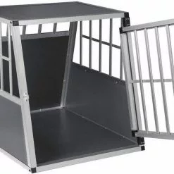 EUGAD Tiertransportbox, Hundetransportbox Alu Hundebox Reisebox Autobox für große Hunde Husky Samojede Weimaraner Border Collie Chow-Chow Shetland Sheepdog 85x65x69 cm Silber Grau -Eugad Möbel Einkaufen a535c842 966c 57ef ba6d 4aac38f86101