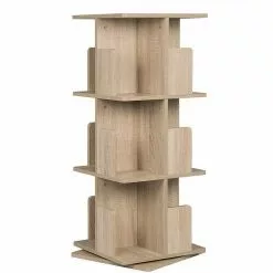 EUGAD Bücherregal, Raumteiler Standregal mit 3 Ebenen, 360° frei drehbar, MDF, Natur