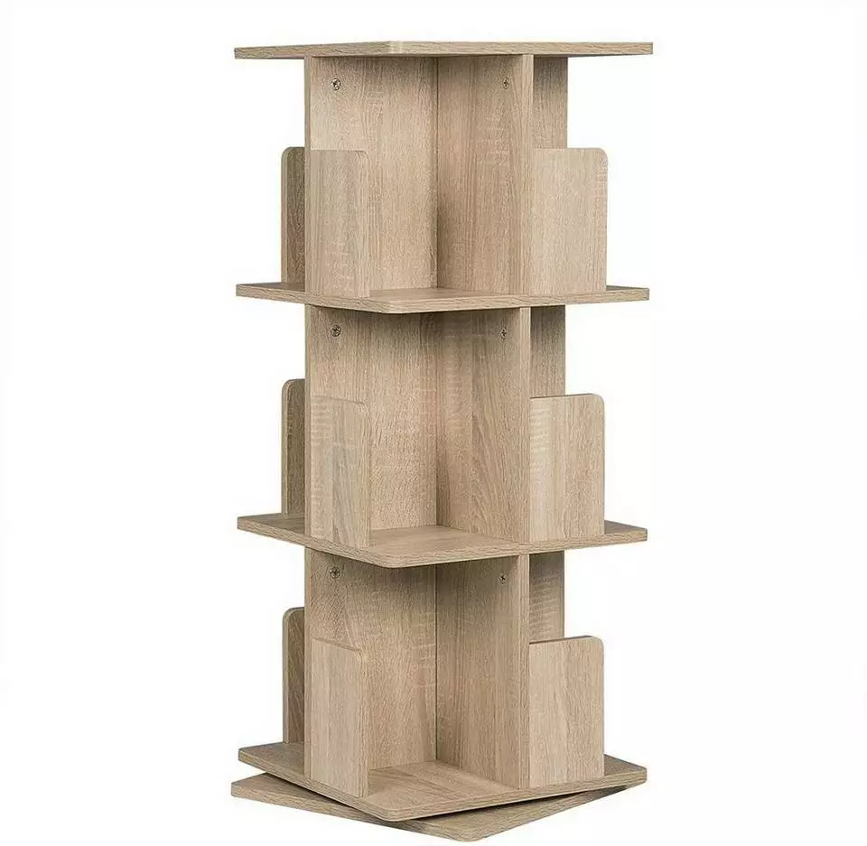 EUGAD Bücherregal, Raumteiler Standregal mit 3 Ebenen, 360° frei drehbar, MDF, Natur 1 EUGAD Bücherregal, Raumteiler Standregal mit 3 Ebenen, 360° frei drehbar, MDF, Natur