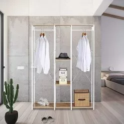 EUGAD Kleiderständer, Wäscheständer Garderobenständer mit Ablage Schwarzrohre und Eiche Platte Schwarz-Hell Eiche, Schwarz-Vintage, Wei&szlig;-Eiche -Eugad Möbel Einkaufen a6530f49 5d3c 5158 95bb 57220b218d94