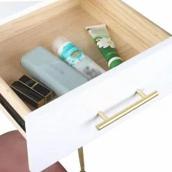 EUGAD Schminktisch, mit 3 Schubladen Tischplatte 100x40cm, Kosmetiktisch für Schlafzimmer, Weiß -Eugad Möbel Einkaufen a6b2d23b bba4 5ee0 8be8 a3062d3afe19