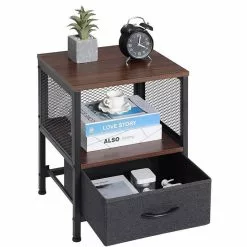 EUGAD Nachttisch (1-St), Nachtkommode mit Ablagen und Schubladen, Beistelltisch für Wohnzimmer, Nachtschrank für Schlafzimmer industrieller Stil, 40x52x36cm -Eugad Möbel Einkaufen a8ceb348 371d 4e3d 8d3a 8708ea391436