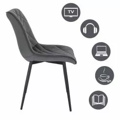 EUGAD Esszimmerstuhl (2 Stück), Küchenstuhl, Polsterstuhl Stuhl,Wohnzimmerstuhl ohne Armlehne, Metallbeine, Samt, Hellgrau Dunkelgrau, Schwarz -Eugad Möbel Einkaufen a8ddd54d 156a 4d37 b6e1 7dc3aba07a64