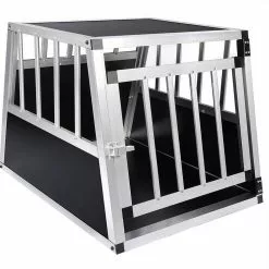 EUGAD Tiertransportbox, Hundetransportbox Alu Hundebox Reisebox Autobox für kleine/mittlere Hunde Französische Bulldogge Beagle Terriers Dackel Shiba Inu 69 x 54 x 50 cm L