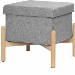 EUGAD Sitzhocker, Polsterhocker Sitztruhe bis 150kg belastbar, mit Stauraum, Deckel Abnehmbar Holzbeine Dunkelgrau Hellgrau -Eugad Möbel Einkaufen a9955175 1419 52ea be5b adf6063e0970