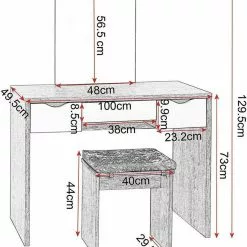 EUGAD Schminktisch, mit Hocker einem große Spiegel und 3 großen Schubladen Weiß-Eiche Eiche-Weiß, Weiß, Weiß-Eiche -Eugad Möbel Einkaufen a9a14b4f 400a 5f6c 8f9f 74a37f22ae8d